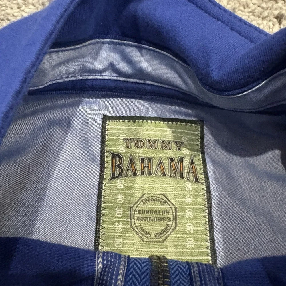 Tommy Bahama Bungalow Colts Medium Blue 1/4 Zip Embroidered Logo Football NFL